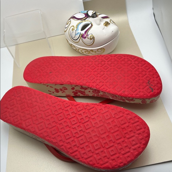 Tory Burch Red Floral Women's Sandals Size 7 Good Condition - Picture 7 of 7